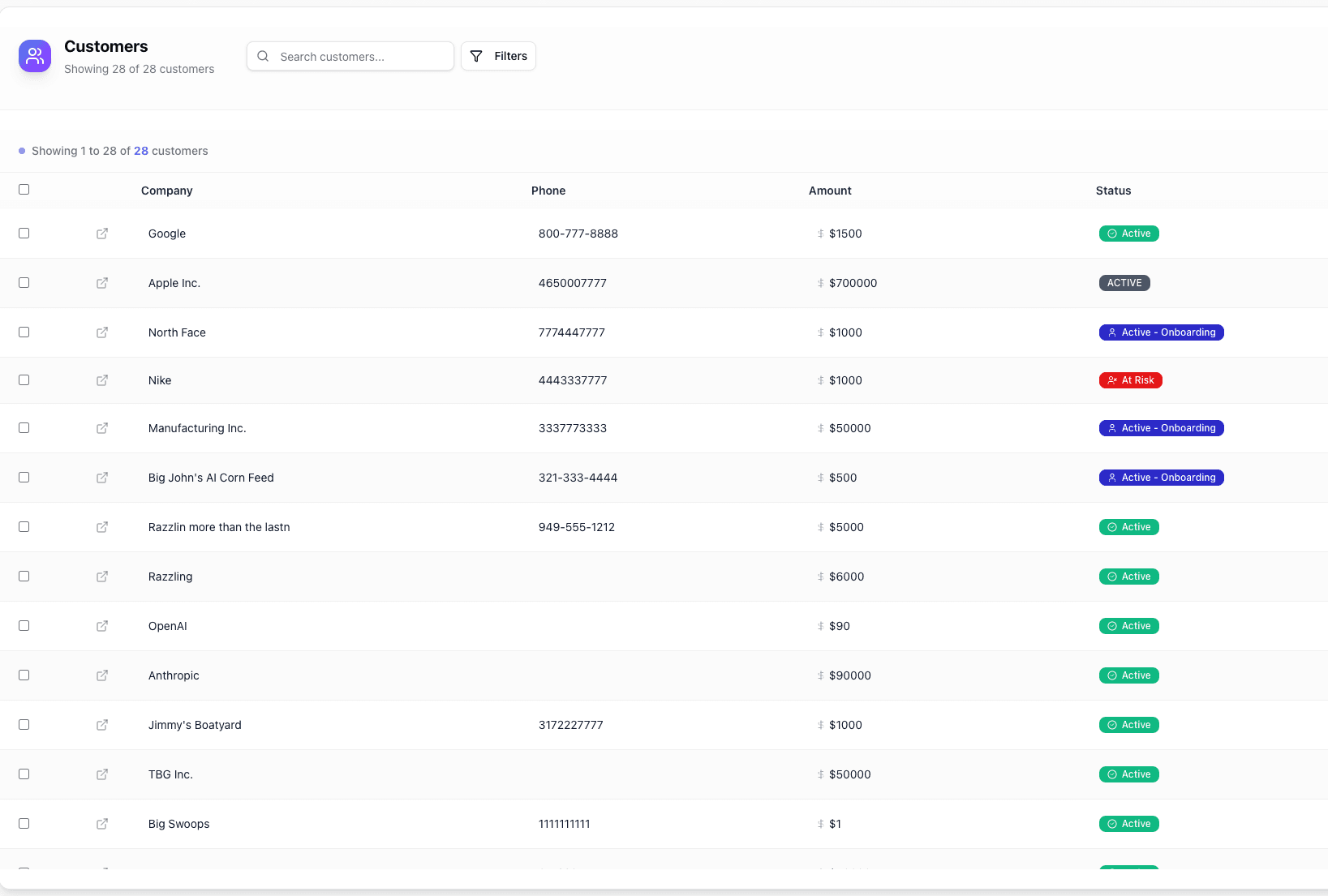 Pipe Crush Customer Management - Customer Profile View