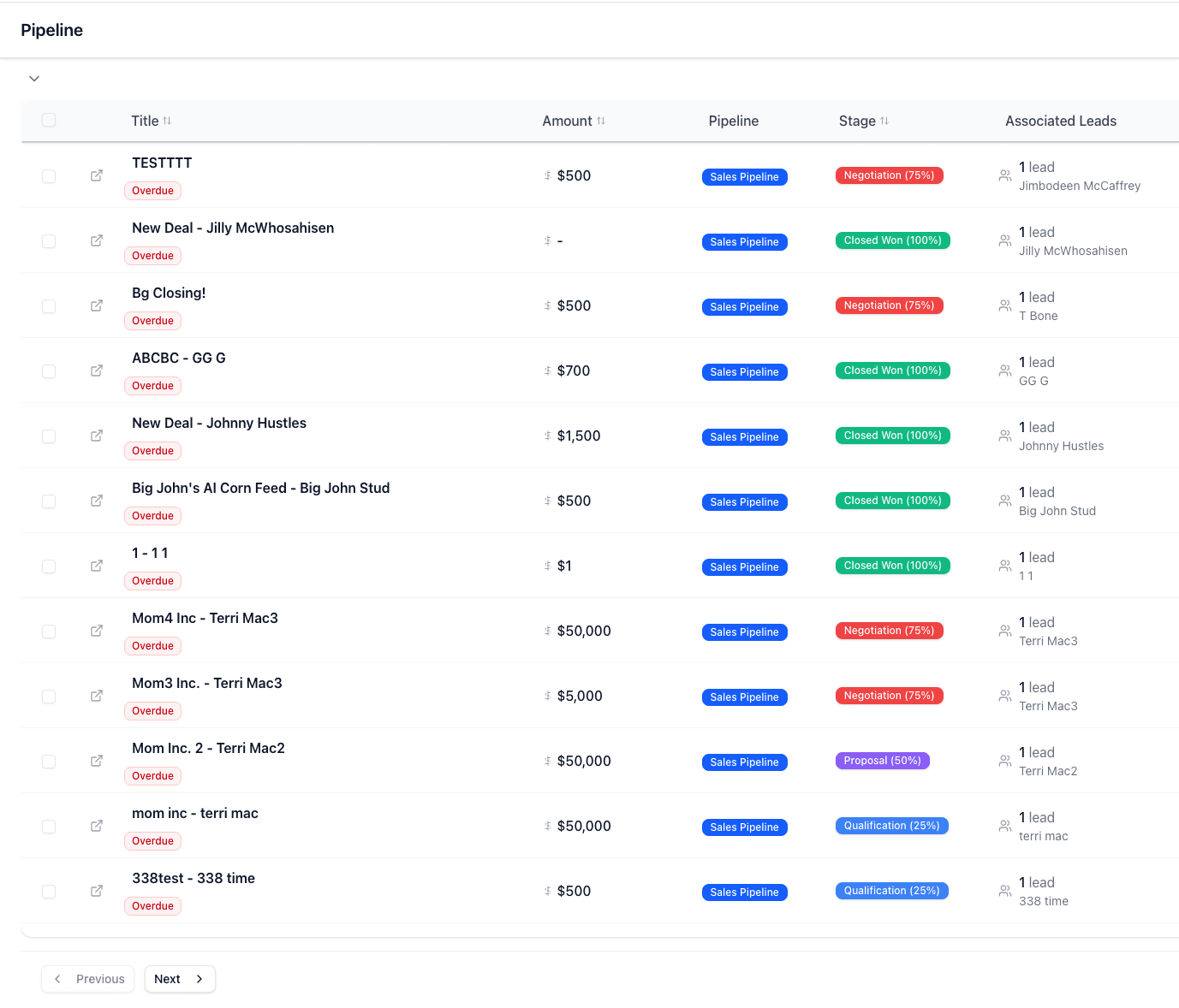 Pipe Crush Deal List View