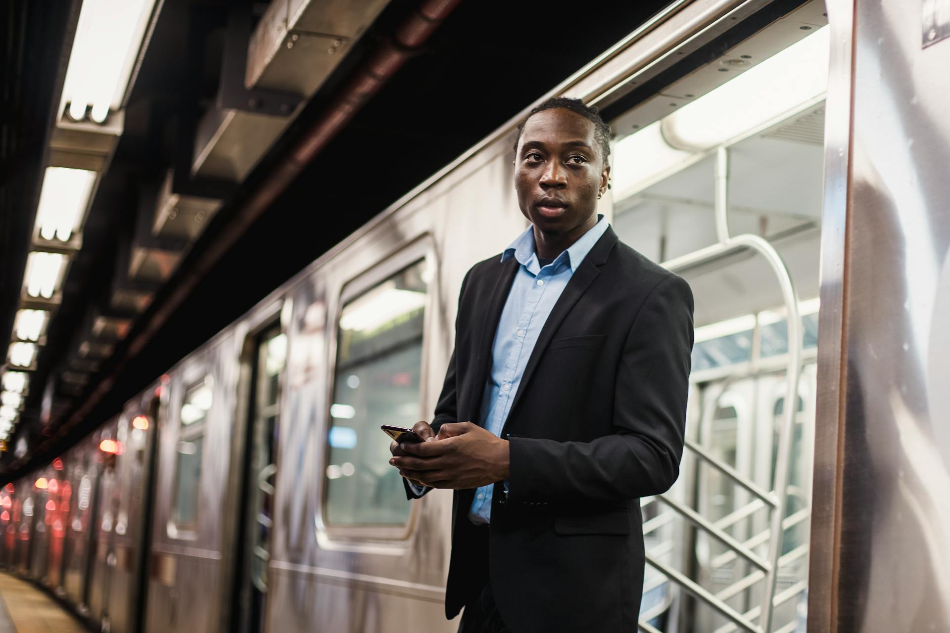 Business professional using smartphone