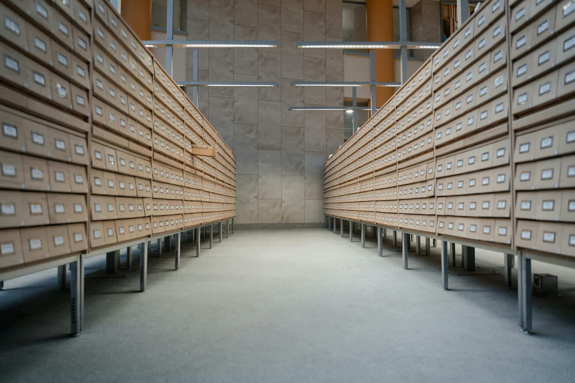 Archive room with organized document storage