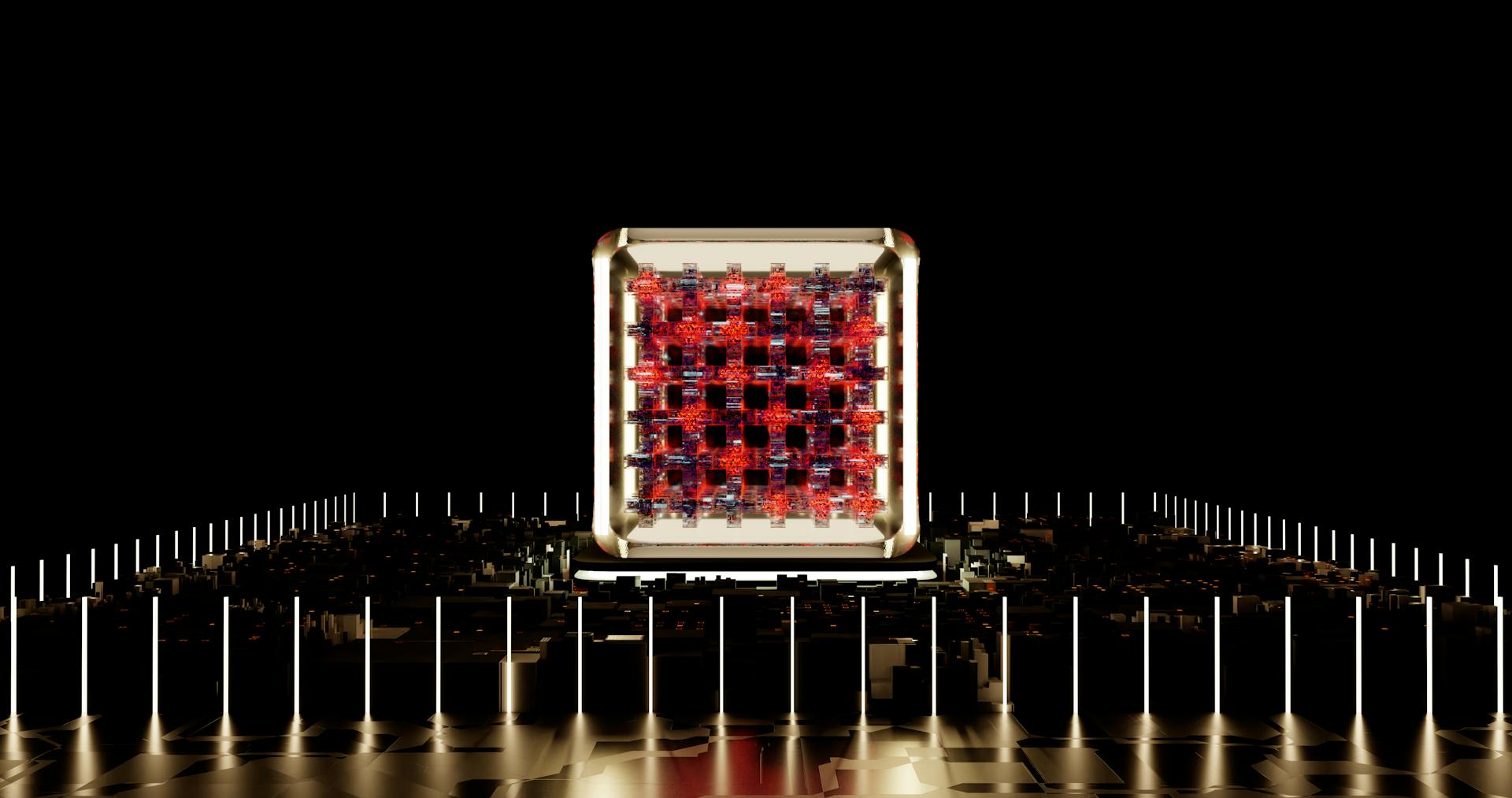 Futuristic digital processor representing modern technology architecture